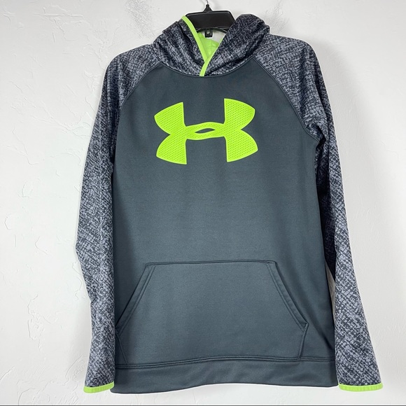 Under Armour Other - UA Under Armour Jacket Pullover Hoodie Fleece Lined Coldgear Loose Gray Green